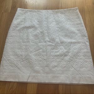 Talbots White Classic Cotton A-Line Skirt Embroidered
